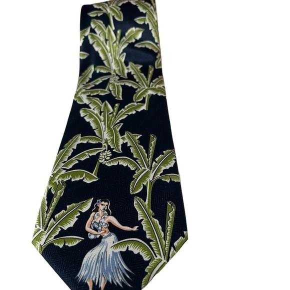 Island News Creation men’s neck tie with PalmLeaves and Hula Girl 100% Polyestet - Picture 5 of 5
